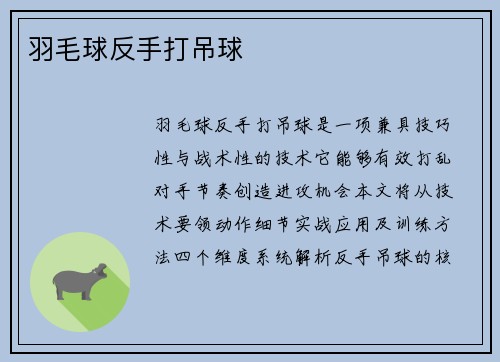 羽毛球反手打吊球